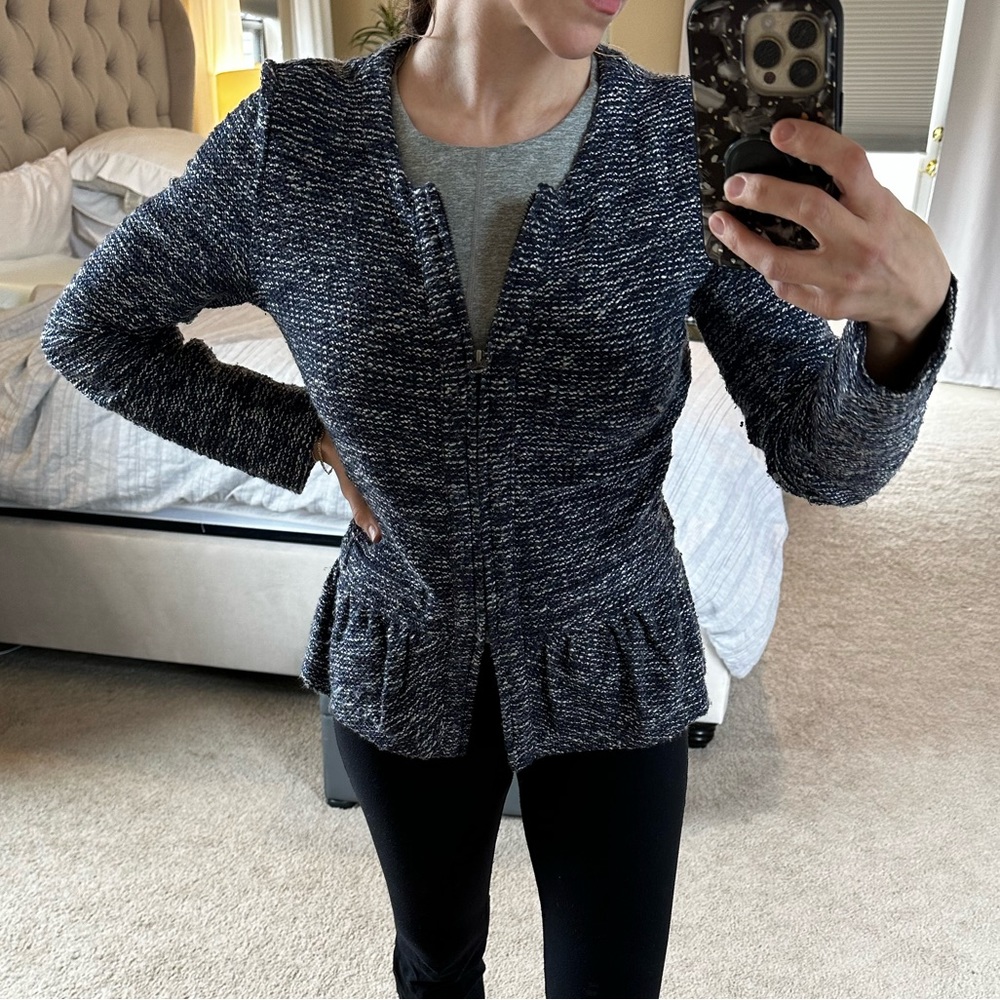 J Crew tweed peplum blazer knit